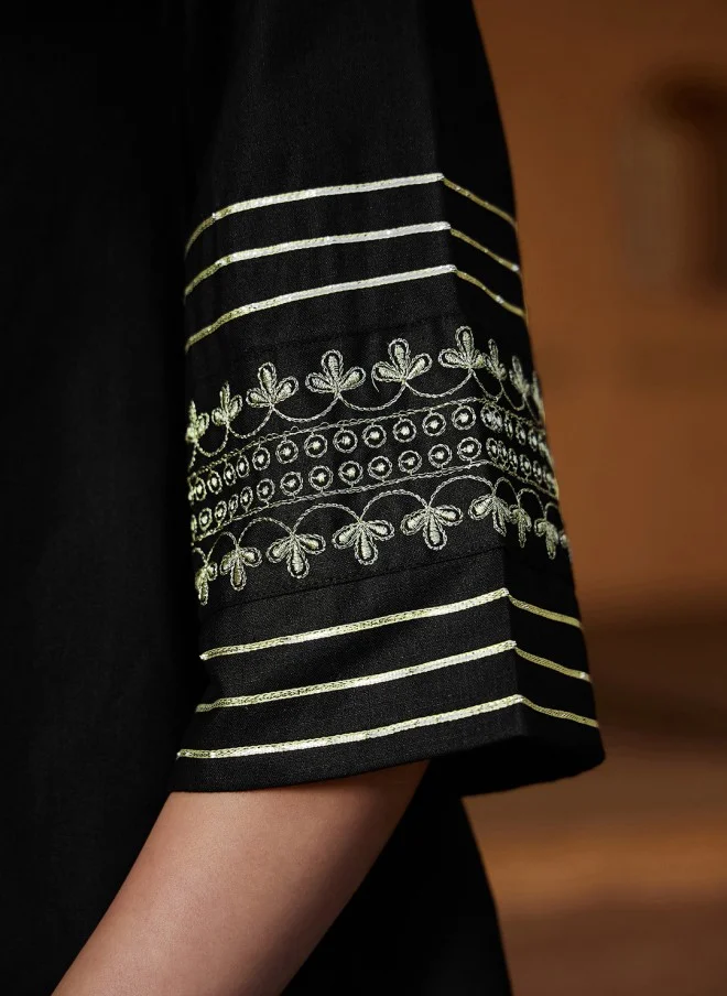 SASSAFRAS Black Shirt and Palazzos Co-Ords Set for Women