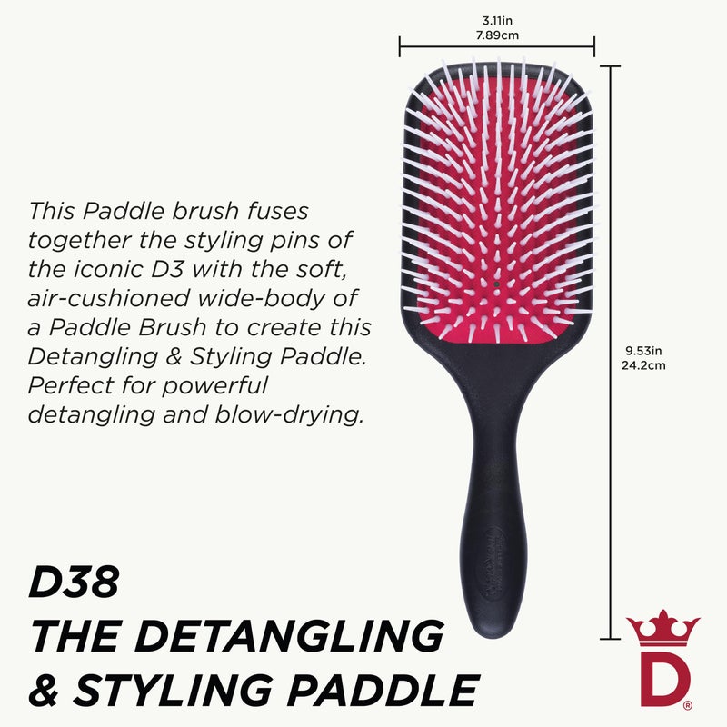 Denman Detangling & Styling Paddle Brush â€“ Wet or Dry Hair Detangler & Styler for Curly, Coily, Straight, Thick & Long Hair â€“ Ideal for Women & Men - Image 2