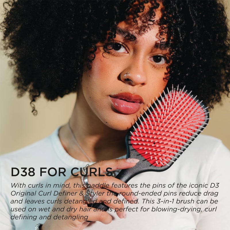 Denman Detangling & Styling Paddle Brush â€“ Wet or Dry Hair Detangler & Styler for Curly, Coily, Straight, Thick & Long Hair â€“ Ideal for Women & Men - Image 3