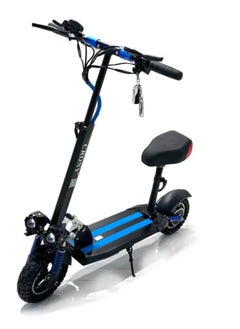 Crony V10 Fast Speed E-Scooter 1200W Motor 48v/12ah,10" Off-Road Wide Tires,Dual Suspension/Hydraulic Disc Brakes E-Bike, Triple Led Headlamps, All-Terrain, Easy Foldable, Portable Commuter Electric Scooter For Adults & Kids, 120kg Load Skateboard, 21kg Aluminum Frame, Urban Mobility tool，Blue  - Image 1