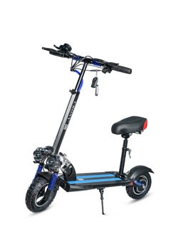 Crony V10 Fast Speed E-Scooter 1200W Motor 48v/12ah,10" Off-Road Wide Tires,Dual Suspension/Hydraulic Disc Brakes E-Bike, Triple Led Headlamps, All-Terrain, Easy Foldable, Portable Commuter Electric Scooter For Adults & Kids, 120kg Load Skateboard, 21kg Aluminum Frame, Urban Mobility tool，Blue  - Image 2