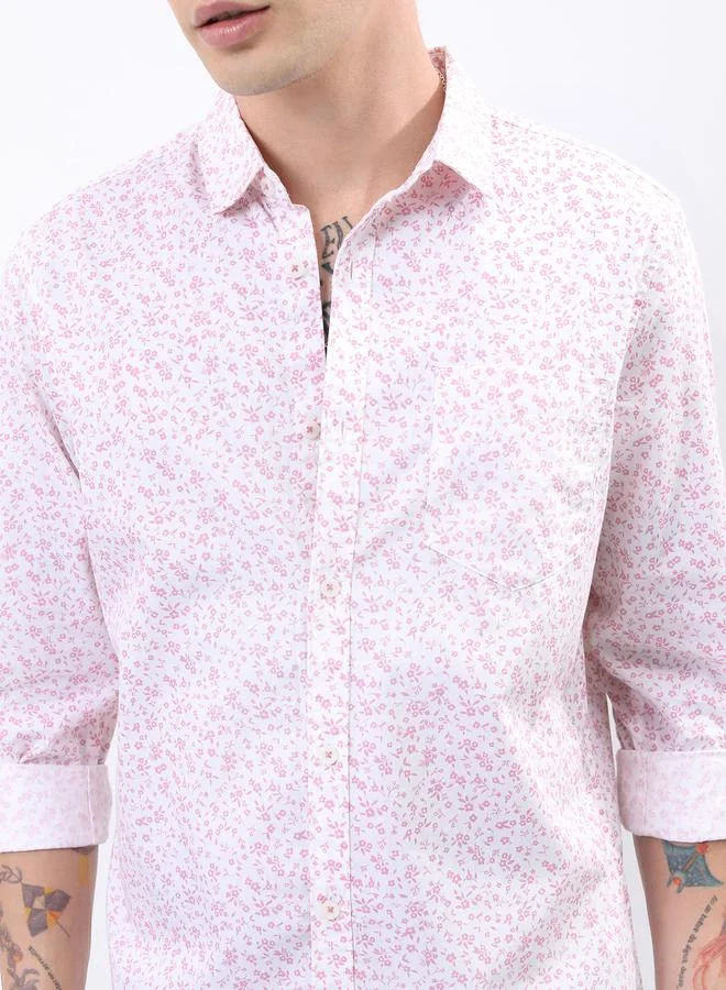 هاي لاندر All Over Floral Print Chest Pocket Shirt with Long Sleeves by Styli