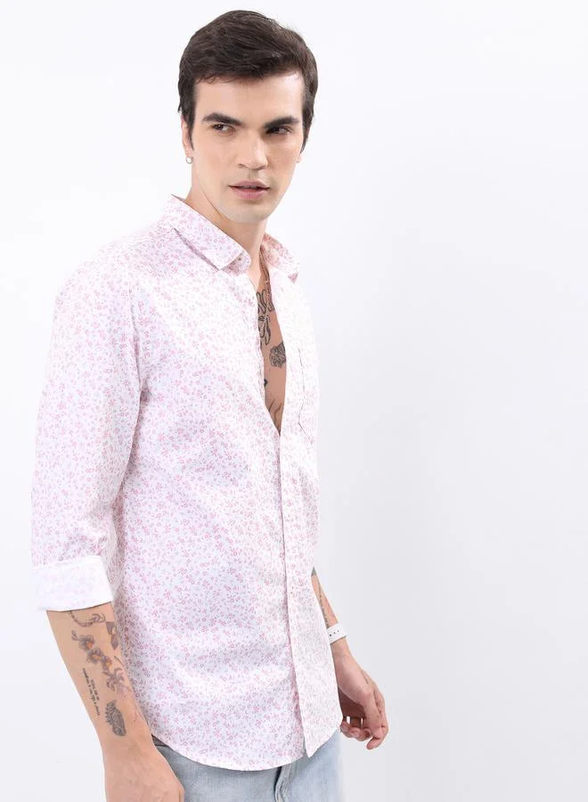 هاي لاندر All Over Floral Print Chest Pocket Shirt with Long Sleeves by Styli