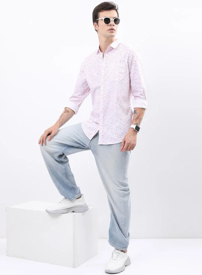 هاي لاندر All Over Floral Print Chest Pocket Shirt with Long Sleeves by Styli