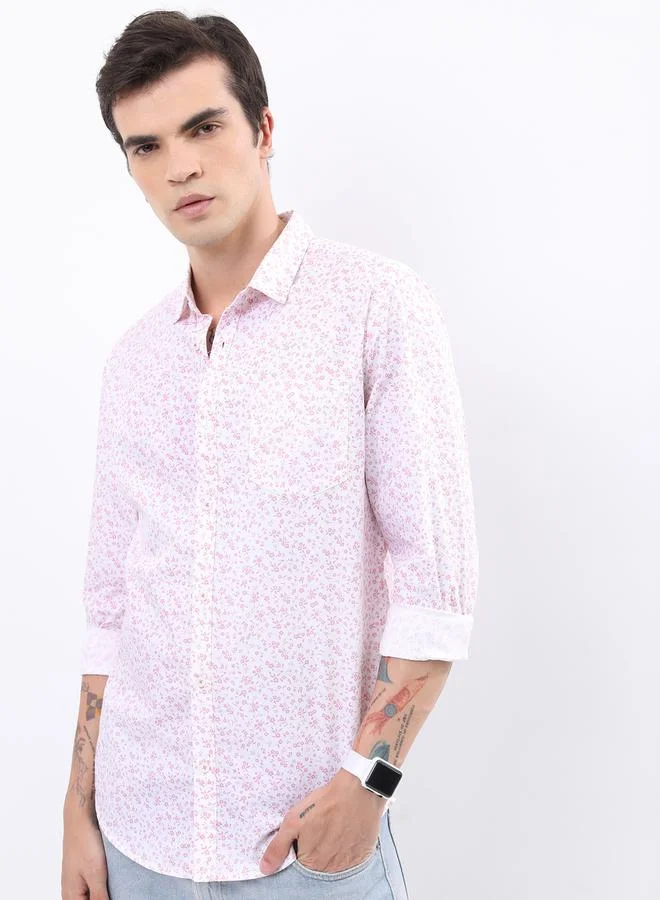هاي لاندر All Over Floral Print Chest Pocket Shirt with Long Sleeves by Styli