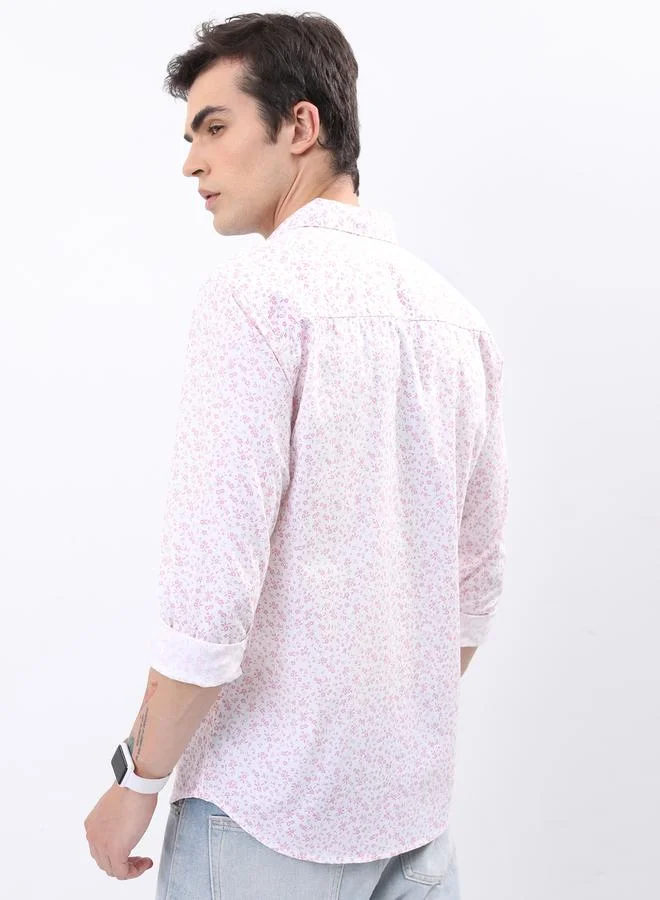 هاي لاندر All Over Floral Print Chest Pocket Shirt with Long Sleeves by Styli