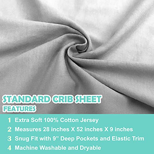 TL Care 100% Natural Cotton Fitted Crib Sheet 52" x 28" - Soft, Breathable, Hypoallergenic & Gentle Toddler Bed Sheet, Gray, Neutral for Boys & Girls - Image 3