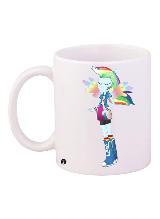 Cartoon Printed Coffee Mug White/Blue/Pink 11ounce