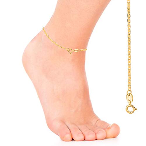 Ritastephens 10K Yellow Gold Mariner Link Dainty Anklet 10 Inches - Image 4