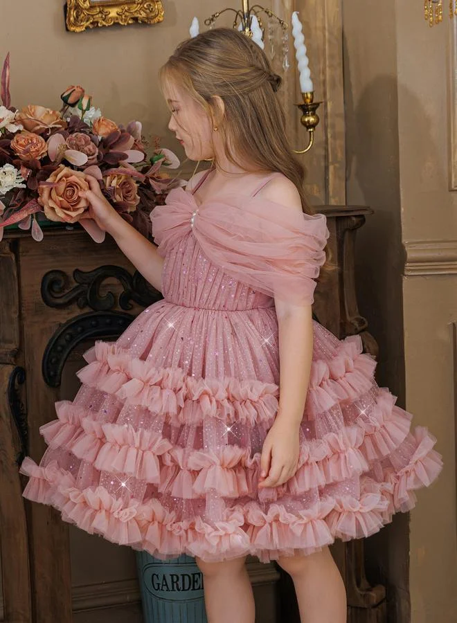 Take Two Girls Pink Sequin Knee-Length A-Line Dress