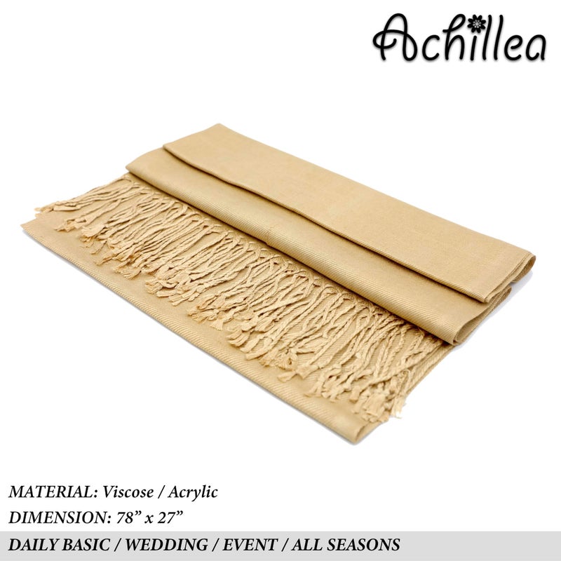 Achillea Soft Silky Pashmina Scarf for Women - Shawl Wrap for Evening Dresses, Bridesmaids, Weddings & Everyday Wear (Camel) - Image 5