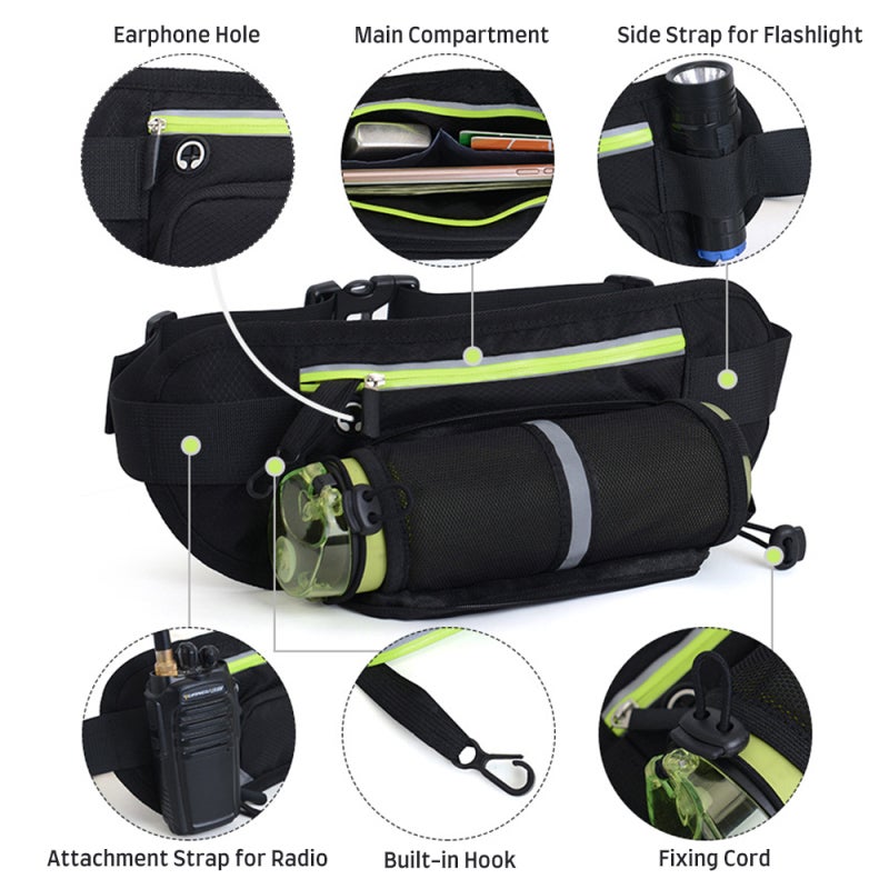 Running Waist Belt Bag Bum Bag with Water Bottle Holder for Sports Cycling Jogging Climbing Hiking Dog Walking Traveling - Image 4