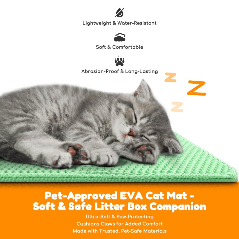 blissstorm Waterproof Cat Litter Mat - New 24x16 Inch Honeycomb Double Layer Traps Litter, Waterproof & Non-Slip Floor Protector, Easy Clean, Odor-Free, Green - Image 5