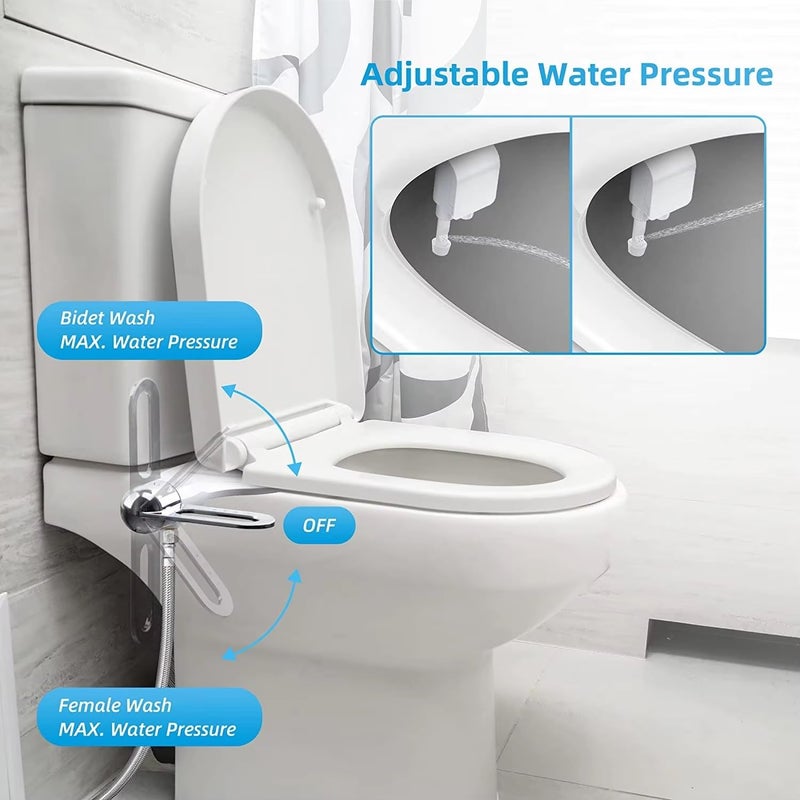 GSAINTLY Toilet Seat Attachment Jet Spray for Toilet Seat Retractable Adjustable Spray Position and Pressure NonElectric Toilet Bidet with Dual Nozzles for Male FemaleWhite - Image 4