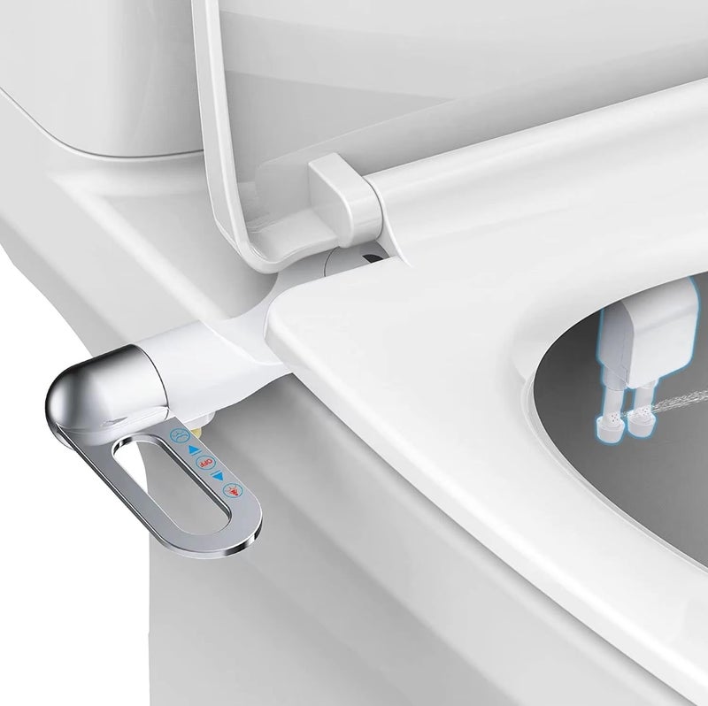 GSAINTLY Toilet Seat Attachment Jet Spray for Toilet Seat Retractable Adjustable Spray Position and Pressure NonElectric Toilet Bidet with Dual Nozzles for Male FemaleWhite - Image 2