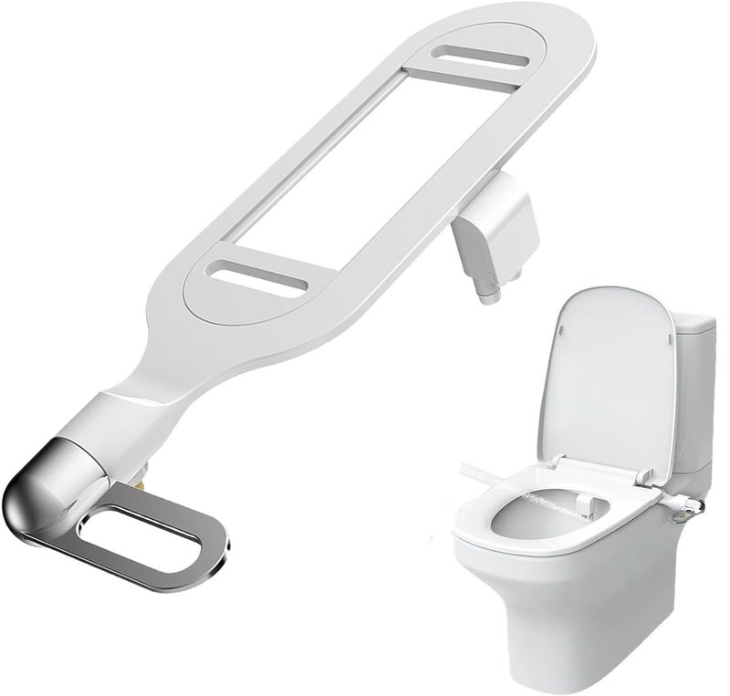 GSAINTLY Toilet Seat Attachment Jet Spray for Toilet Seat Retractable Adjustable Spray Position and Pressure NonElectric Toilet Bidet with Dual Nozzles for Male FemaleWhite - Image 1