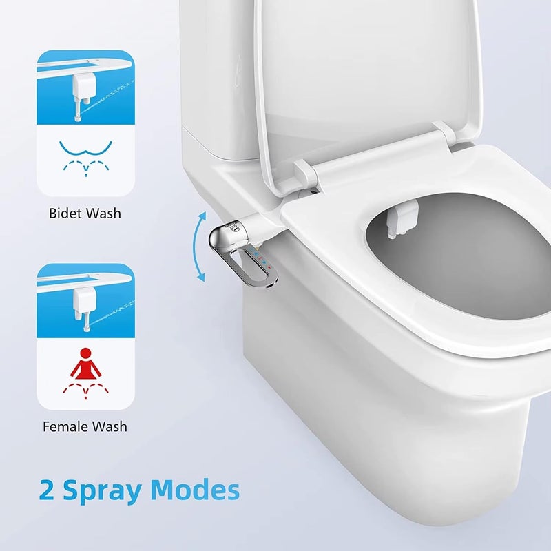 GSAINTLY Toilet Seat Attachment Jet Spray for Toilet Seat Retractable Adjustable Spray Position and Pressure NonElectric Toilet Bidet with Dual Nozzles for Male FemaleWhite - Image 3