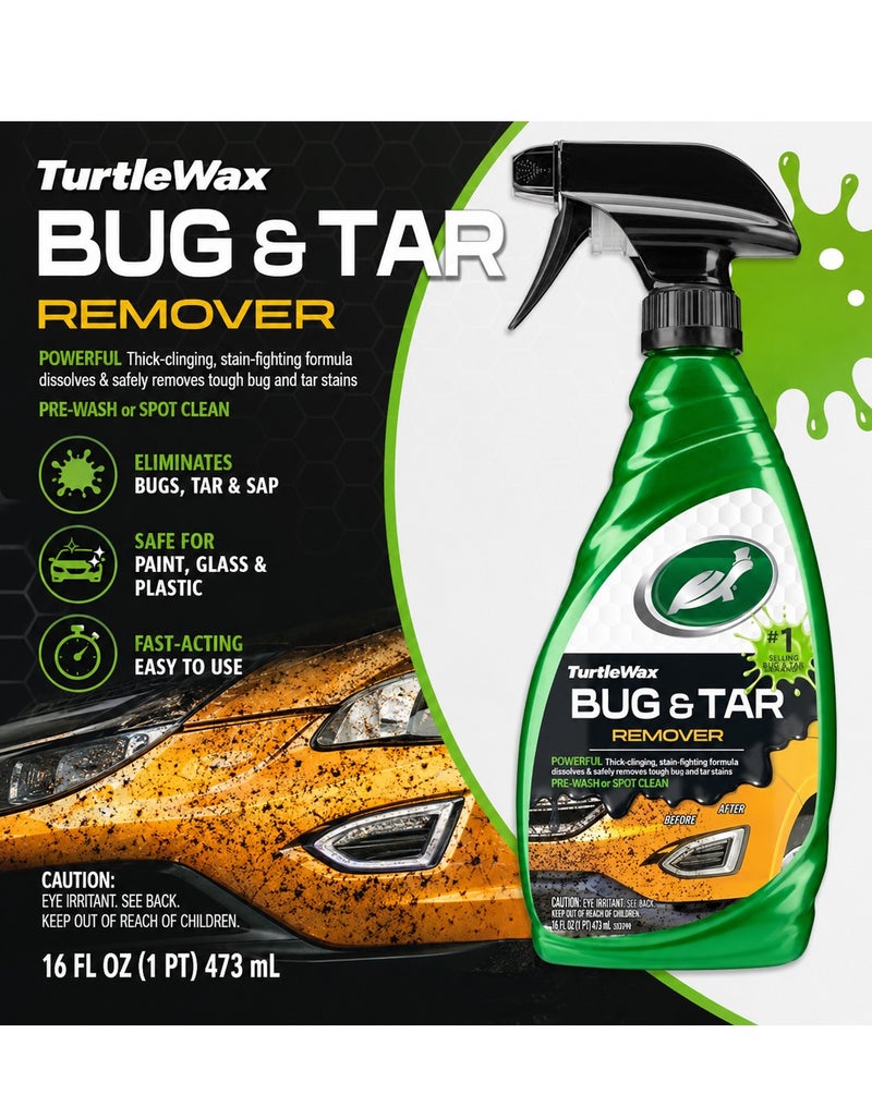TurtleWax Turtle Wax Bug & Tar Remover Spray 473ml Car Exterior Cleaner for Bugs Tar Tree Sap Road Grime Paint Safe Pre Wash Spot Cleaning Formula for Cars Trucks Motorcycles RVs Fast Acting Automotive Surface Cleaning Spray TW-BTR473. - Image 4
