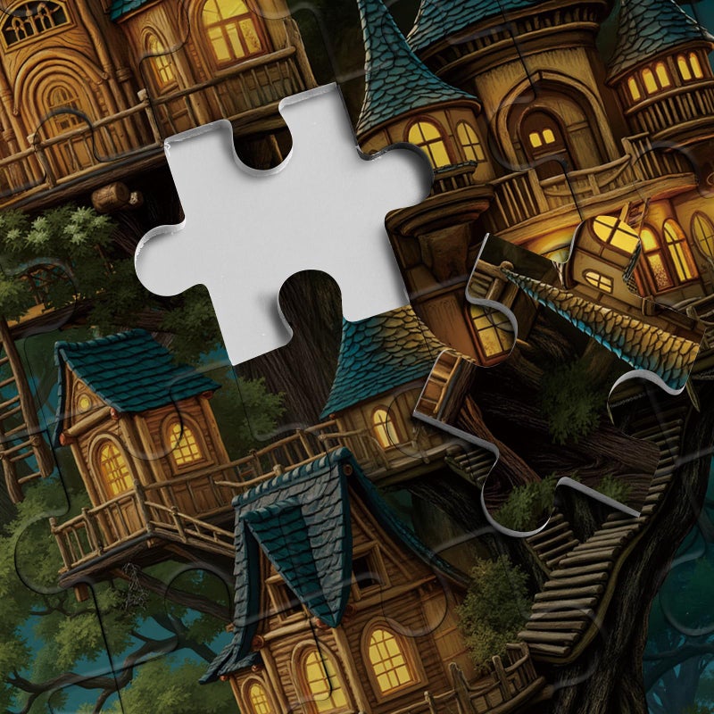 BBOLDIN Beautiful Forest House Landscape Puzzles for Adults 1000 Pieces Nature, Pretty Tree of Life Scenic Art Jigsaw Puzzles, Cozy Plant Stars Scenery Hard Difficult Challenging Garden Puzzle - Image 4