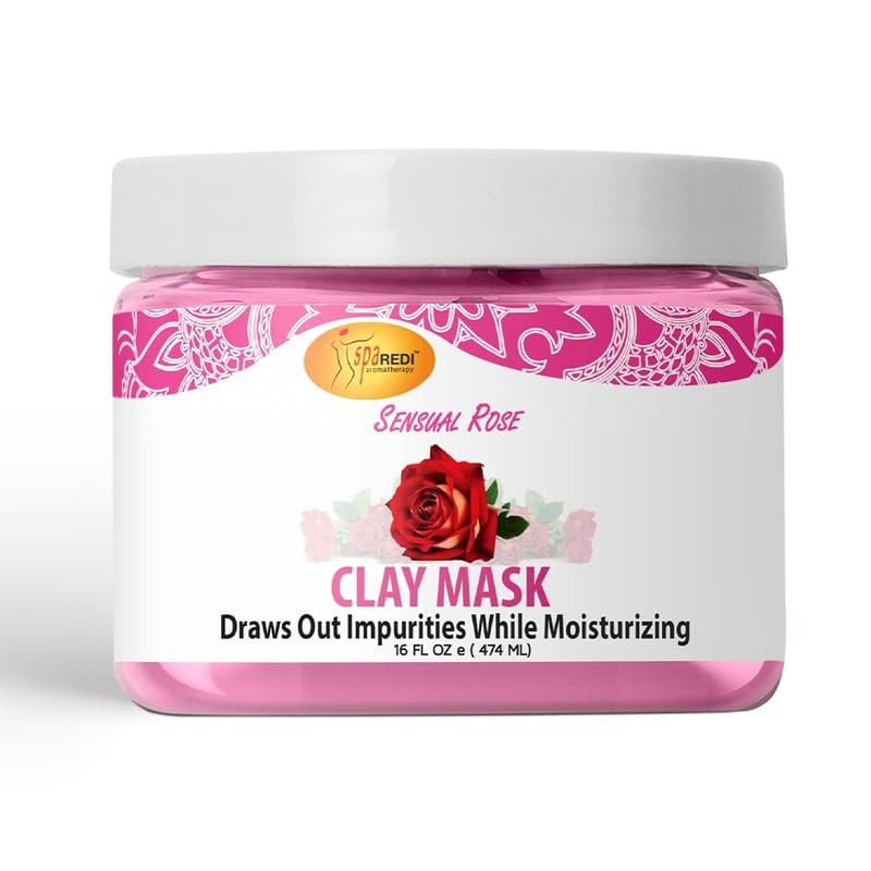 SPA REDI  Clay Mask Sensual Rose 16 Oz  Pedicure Body Deep Cleansing Detoxifying Hydrating  Natural Bentonite Clay Infused with Amino Acids Panthenol Comfrey Extract