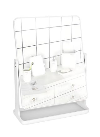 FEELINGS Square Makeup Mirror | White Desktop Vanity Mirror | 360° Rotating Mirror with Elegant Design | Portable and Lightweight Cosmetic Mirror for Home, Office, or Travel - pzsku/Z9DD0E2118F2E52C4E0EFZ/45/_/1734341063/db579290-ca53-48e5-9721-613a84ef746c