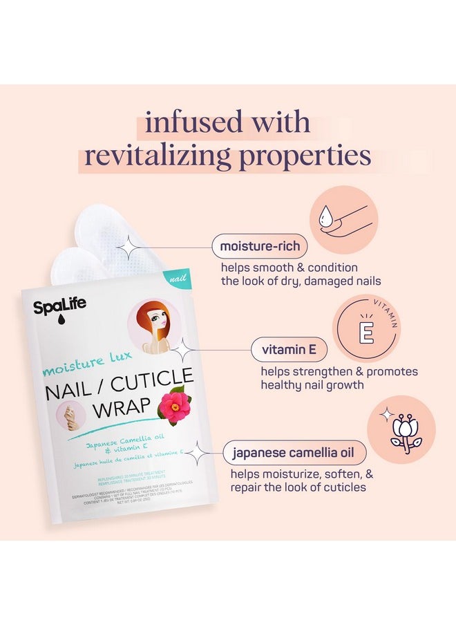 SpaLife - Japanese Camellia Oil & Vitamin E Nail Cuticle Wrap 6Pack (60 Count) Moisturizing Nail Masks Dermatologist Recommended Hydrating Cuticle Repair Mask For Brittle Nails Nail Spa Treatment - Image 1