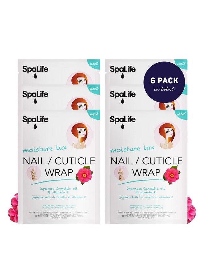 SpaLife - Japanese Camellia Oil & Vitamin E Nail Cuticle Wrap 6Pack (60 Count) Moisturizing Nail Masks Dermatologist Recommended Hydrating Cuticle Repair Mask For Brittle Nails Nail Spa Treatment - Image 1