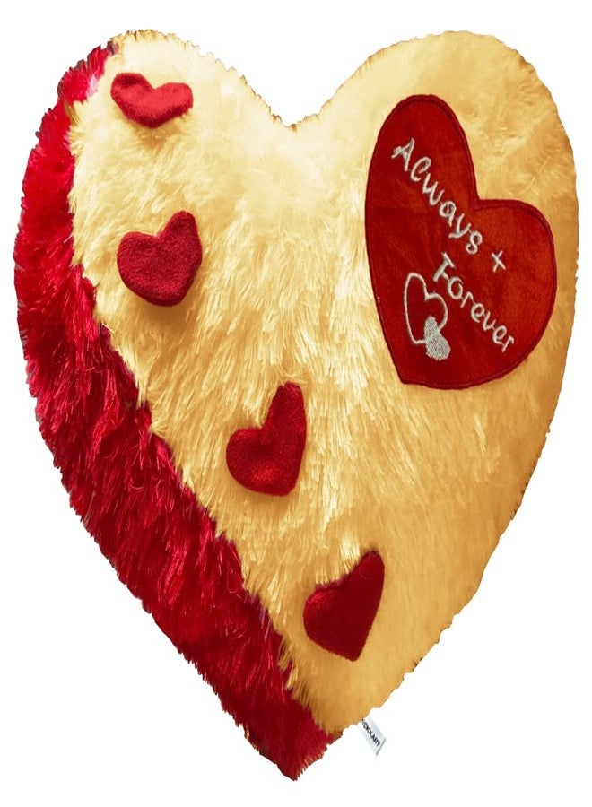PICKKART Love Cushion Pillow Heart Shape, Always + Forever Embroidered Quote (Beige)