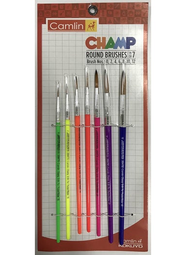 Camlin Camlin Champ Flast Brush Set - Pack of 7 (Multicolor) & Camlin Champ Round Brush Set - Pack of 7 (Multicolor)  - Image 4
