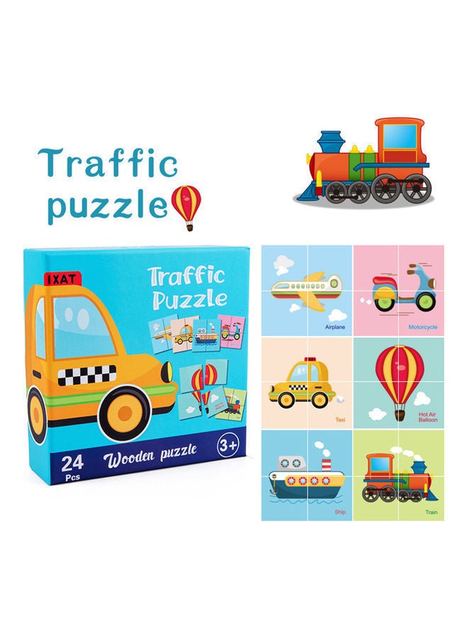 NIBEMINENT 24-Piece Cartoon Wooden Jigsaw Puzzles