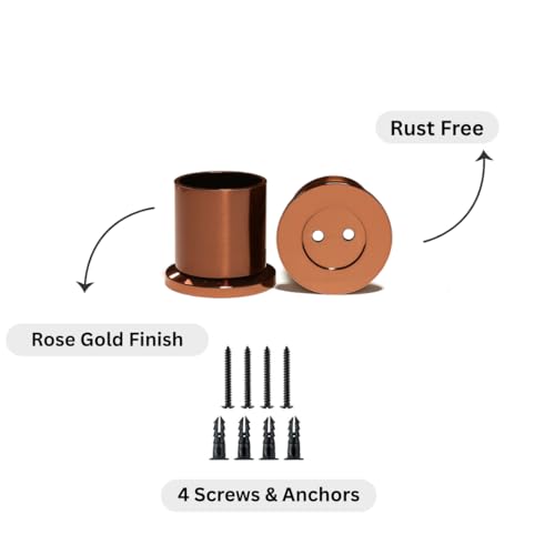 Colornest Wall to Wall Curtain Rod Bracket | 1 inch Curtain Rail Rod Holder Heavy-Duty – with Screws and Wall Plugs Pack of 2 | Rose Gold - Image 3