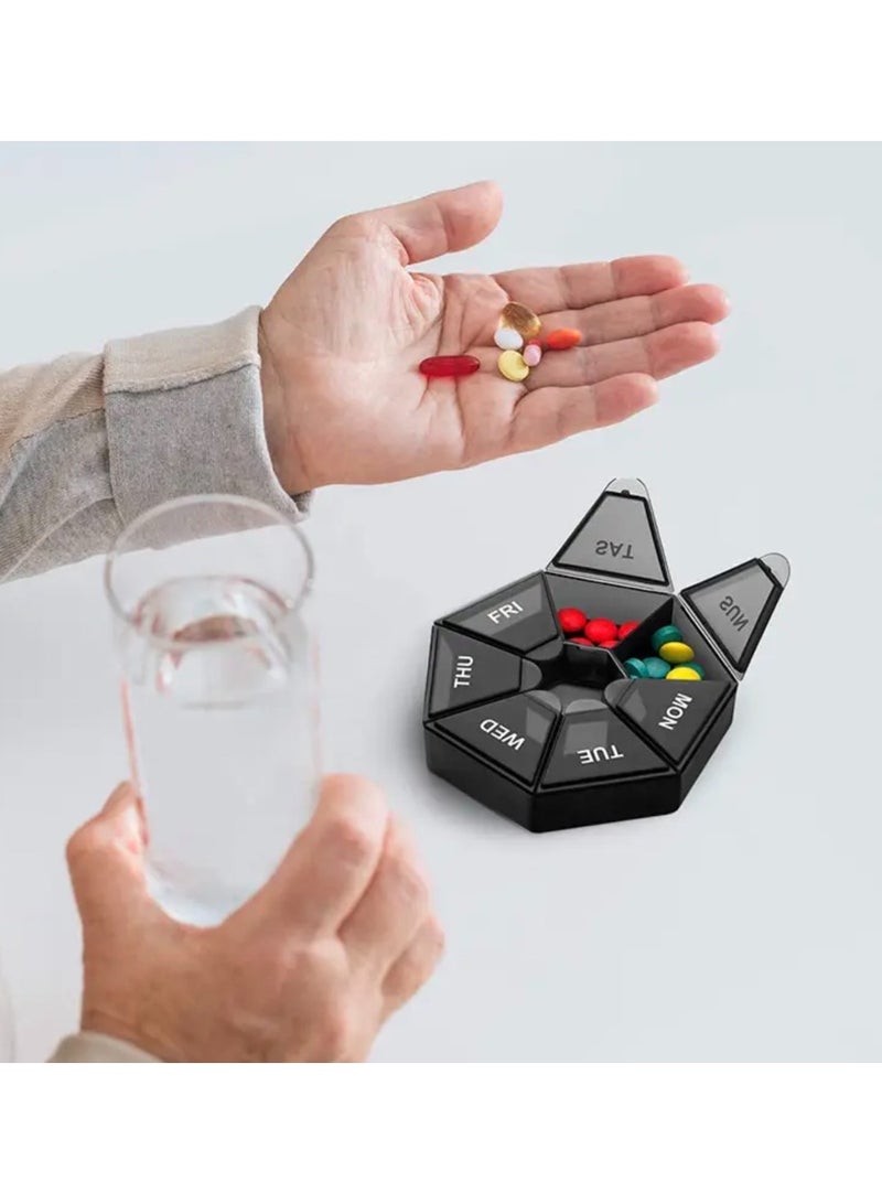 CleanWave - The Pure Effect Compact Weekly Pill Organizer with 7 Labeled Compartments – Travel-Friendly Medicine Storage Box with Clearly Marked Weekdays, Secure & Easy-to-Carry Design - Image 2