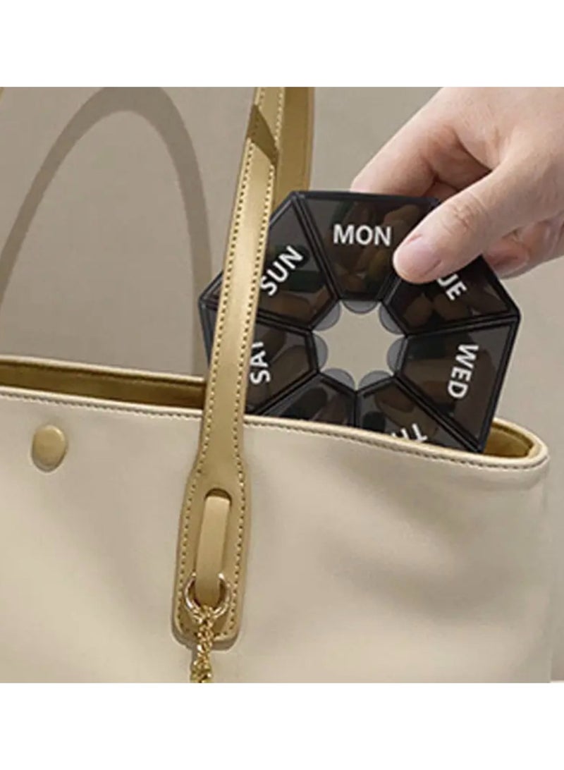 CleanWave - The Pure Effect Compact Weekly Pill Organizer with 7 Labeled Compartments – Travel-Friendly Medicine Storage Box with Clearly Marked Weekdays, Secure & Easy-to-Carry Design - Image 4