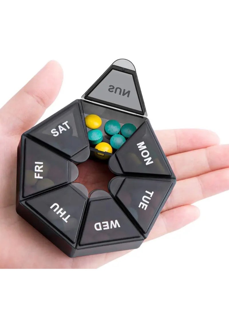 CleanWave - The Pure Effect Compact Weekly Pill Organizer with 7 Labeled Compartments – Travel-Friendly Medicine Storage Box with Clearly Marked Weekdays, Secure & Easy-to-Carry Design - Image 3