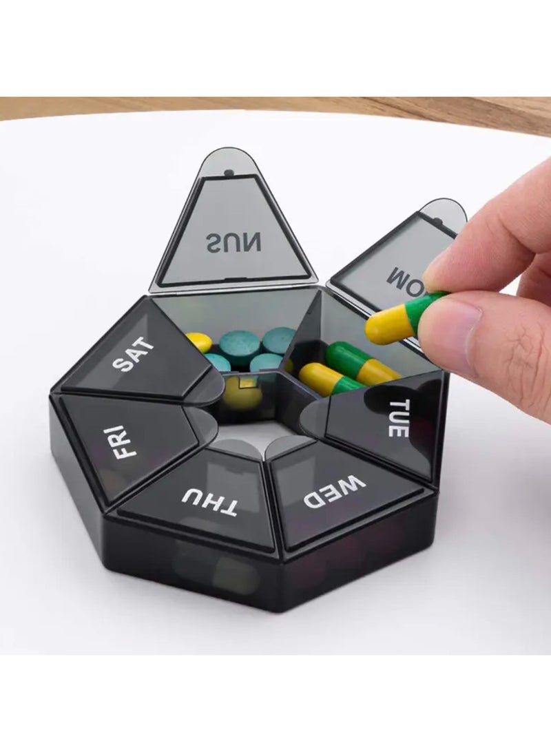 CleanWave - The Pure Effect Compact Weekly Pill Organizer with 7 Labeled Compartments – Travel-Friendly Medicine Storage Box with Clearly Marked Weekdays, Secure & Easy-to-Carry Design - Image 1