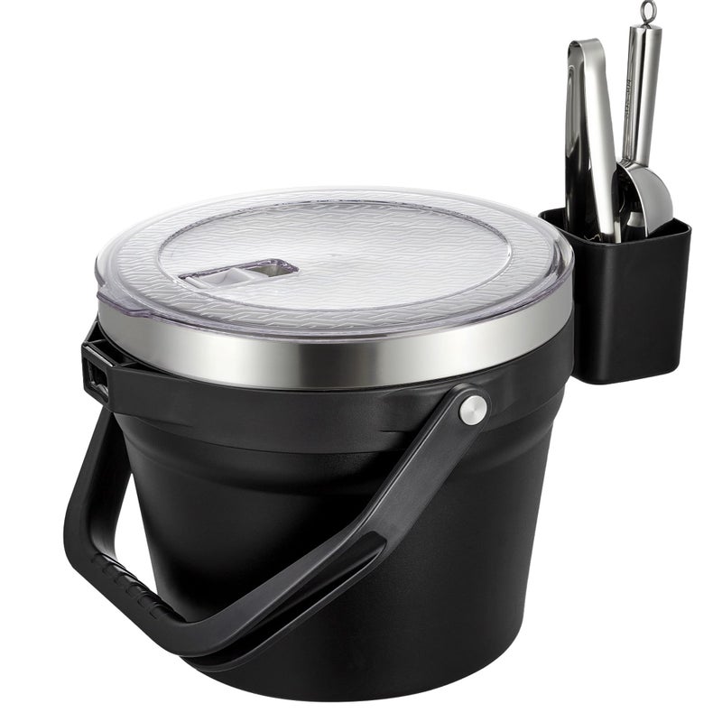 COKTIK 7L Vacuum Insulated Ice Bucket with Lid and Scoop& Tongsï¼ŒLarge capacity Stainless Steel Beverage Bucket for Cocktail, Champagne, Wine, Beerï¼ŒLarge Partiesï¼ˆCarbon Black Suitï¼‰ - Image 1