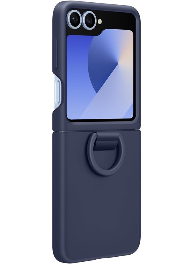 HAVEN Case Compatible with Samsung Galaxy Z Flip 6, Hard PC Slim Shockproof Anti-Scratch Protective Phone Cover, with Ring Holder - Dark Blue - Image 3