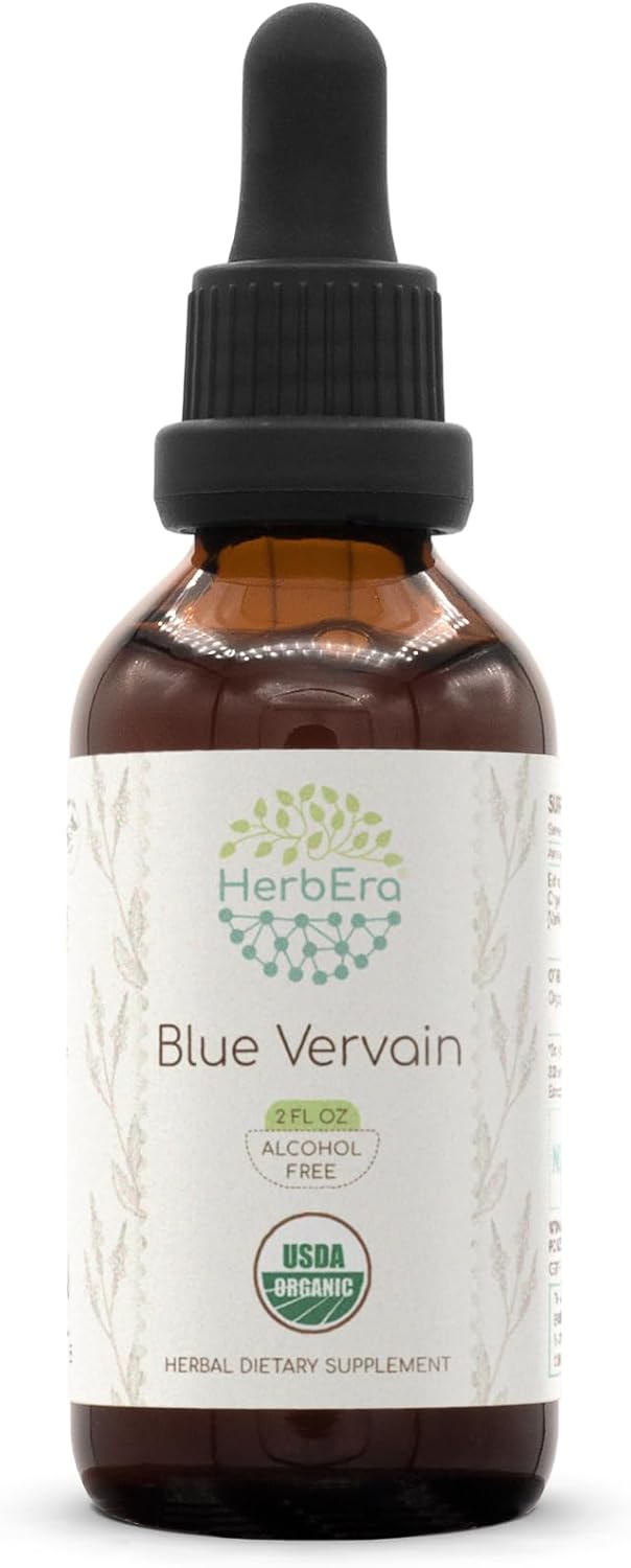 Blue Vervain B60 Alcohol-Free Herbal Extract Tincture, Concentrated Liquid Drops Natural USDA Organic Blue Vervain (Verbena Hastata) (2 fl oz)