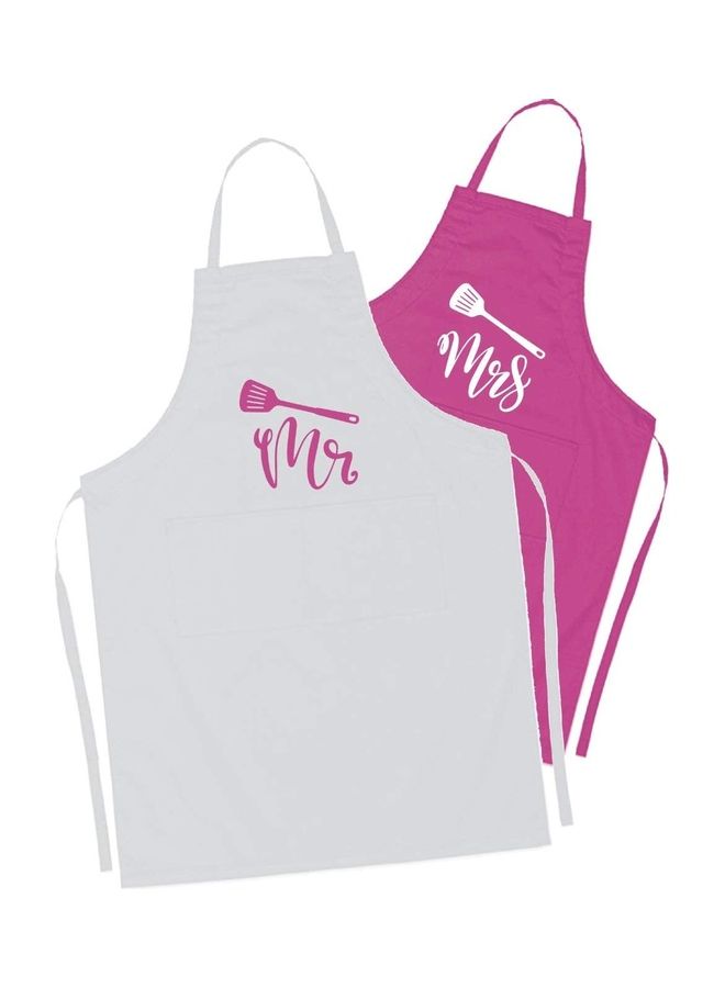 NIBEMINENT 2-Piece Couple Adjustable Aprons White/Pink 98x69.5cm - Image 1
