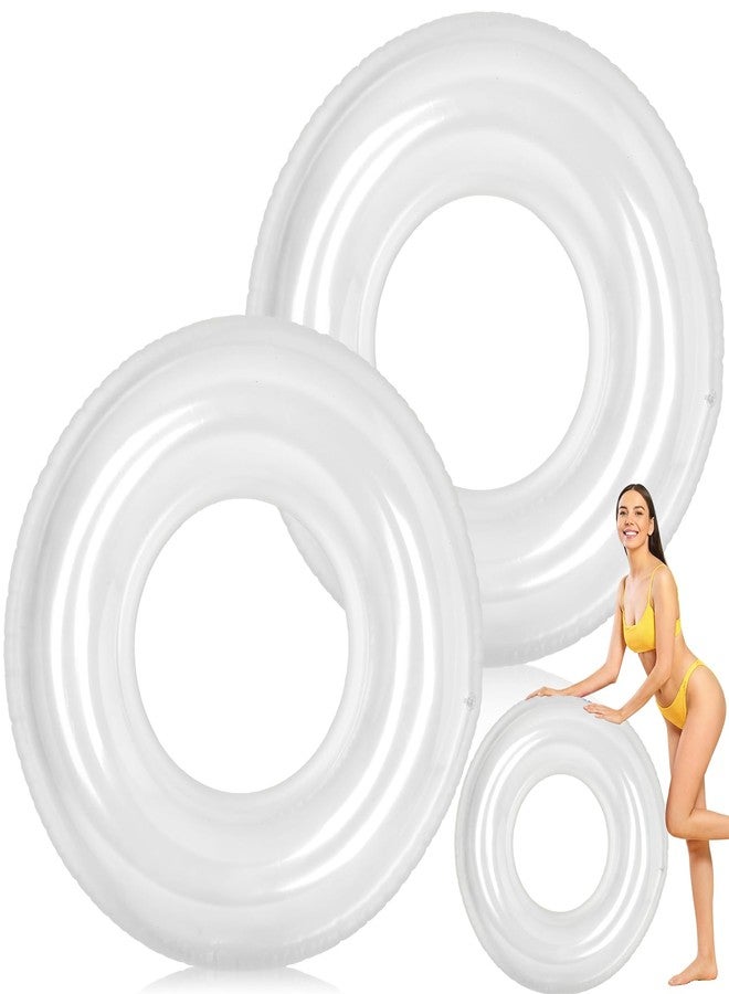 Vertintong 2 Pack Inflatable Pool Floats for Women 41 Inch Swimming Pool Rings Summer Tubes for Floating Beach Pools Summer (Clear) - Image 1
