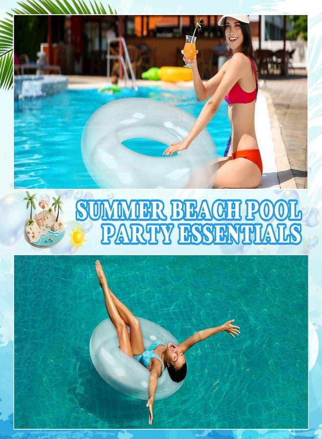 Vertintong 2 Pack Inflatable Pool Floats for Women 41 Inch Swimming Pool Rings Summer Tubes for Floating Beach Pools Summer (Clear) - Image 4