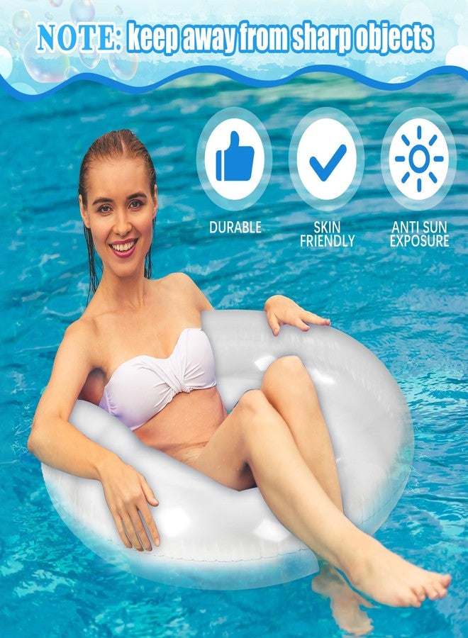 Vertintong 2 Pack Inflatable Pool Floats for Women 41 Inch Swimming Pool Rings Summer Tubes for Floating Beach Pools Summer (Clear) - Image 3