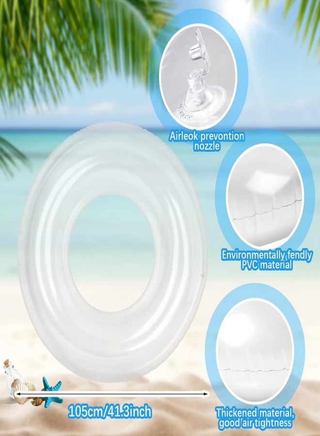 Vertintong 2 Pack Inflatable Pool Floats for Women 41 Inch Swimming Pool Rings Summer Tubes for Floating Beach Pools Summer (Clear) - Image 2
