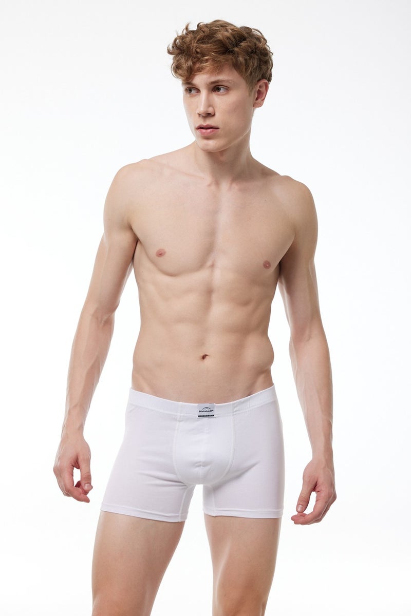 Malabadi Men's White Navy Blue Anthracite 3 Piece Cotton Elastane Boxer 3M074  - Image 3