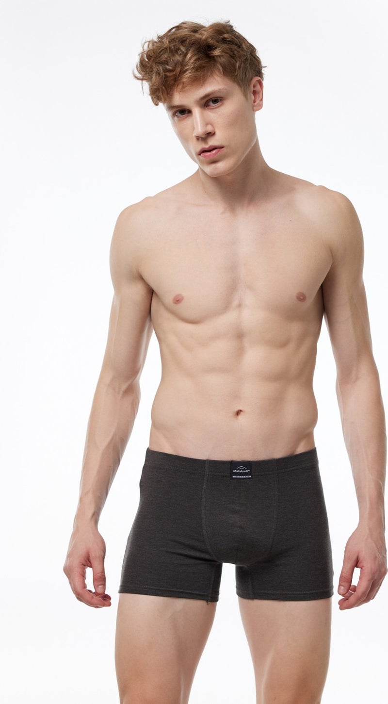 Malabadi Men's White Navy Blue Anthracite 3 Piece Cotton Elastane Boxer 3M074  - Image 4