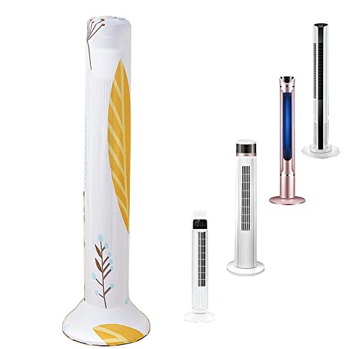 Yrzper Tower Fan Dust Cover Moisture proof Dustproof Tower Cover Washable Tower Sleeve Dust Proof Protective Cover Dustproof & Moisture-Proof for Household Tower Fan Pedestal (Leaves, Larger) - Image 1