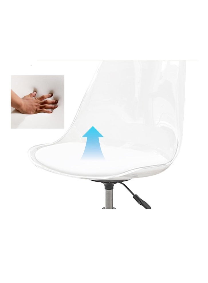 keke Computer Chair Transparent Backrest White Seat Leather + Thick Steel Legs - Image 2