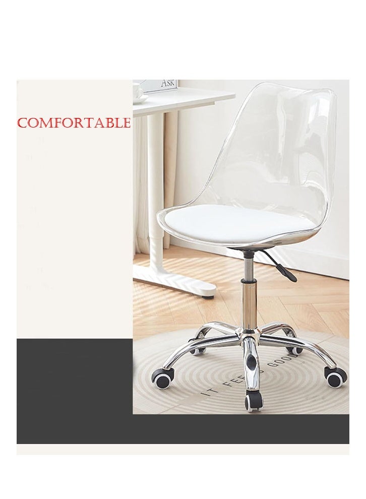 keke Computer Chair Transparent Backrest White Seat Leather + Thick Steel Legs - Image 3