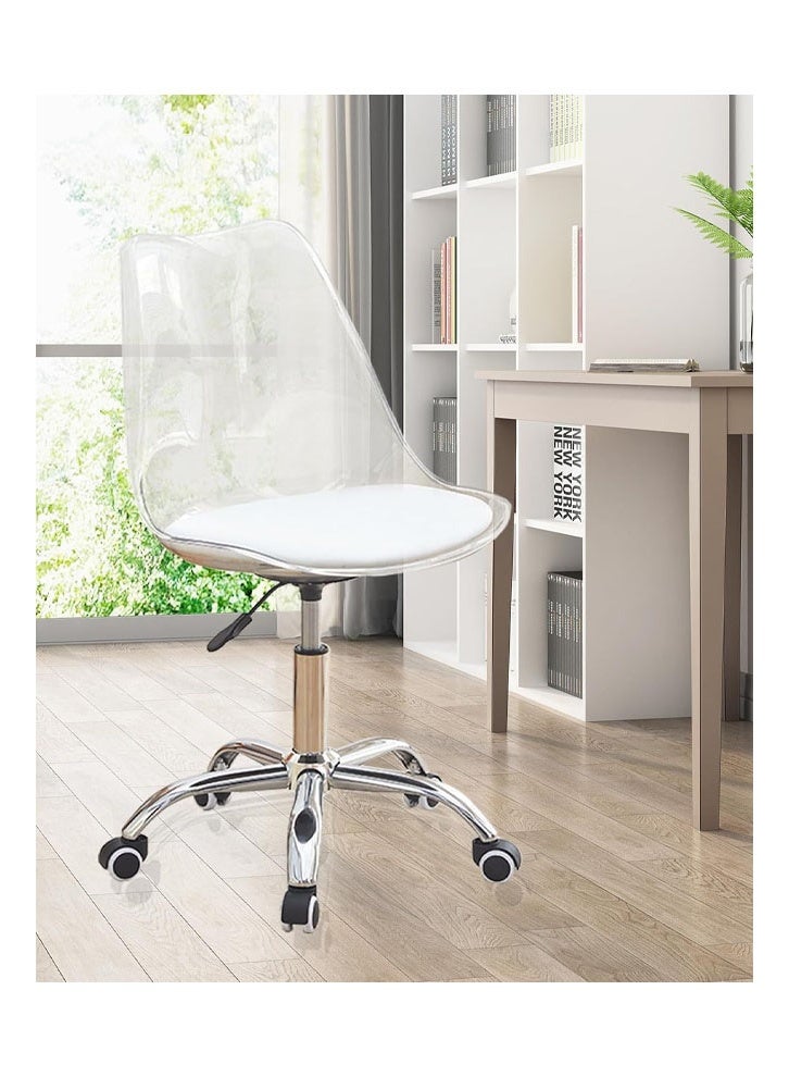 keke Computer Chair Transparent Backrest White Seat Leather + Thick Steel Legs - Image 5