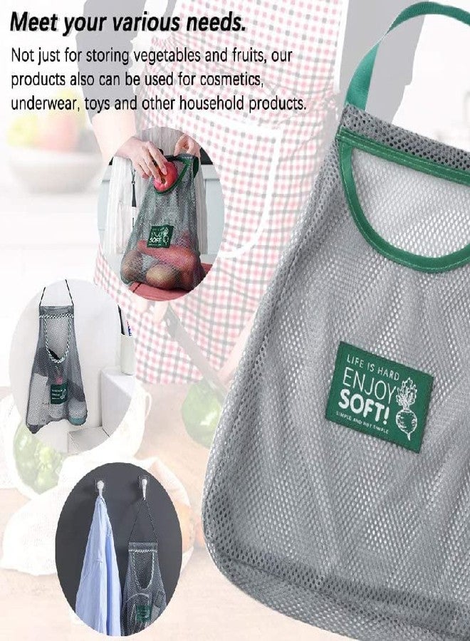 JEJIME 2pcs Versatile Hanging Mesh Storage Bags for Fruit & Vegetable | Breathable Storage Mesh Bags for Garlics Potatoes Onion Saver Garbage Bag Organizer Bathroom Storage Bag- Multicolor - Image 5